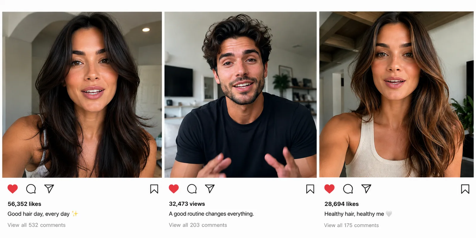 Social media posts from people sharing their hair results